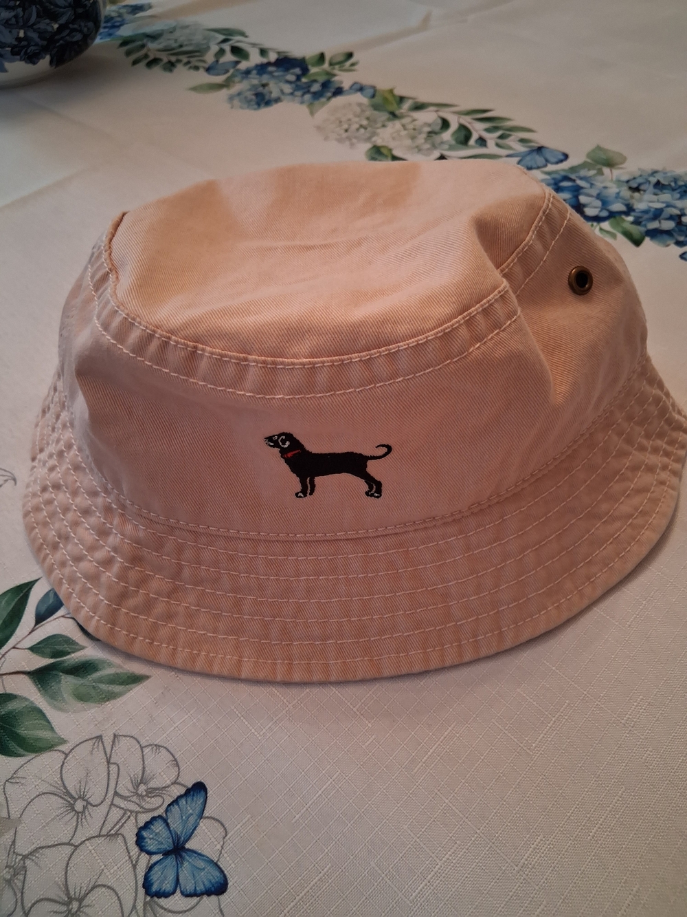 The Black Dog Blush Pink Bucket Hat with Black Dog Logo